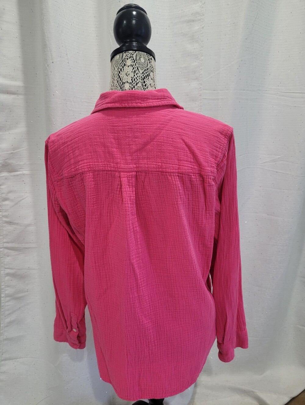 J.Crew Double-Gauze Button-Up Shirt Size Large Hot Pink - Picture 3 of 10